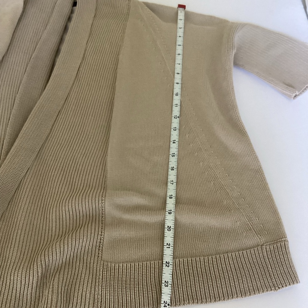 Lafayette 148 Cardigan Sweater Womens Small Tan Open Front Knit Chunky Classic - Picture 13 of 14